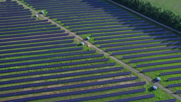 Ecologia Painéis Usina Solar Nos Campos Energia Verde Paisagem Inovação — Vídeo de Stock