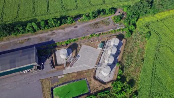 农村农场建筑和农田的空中俯瞰 — 图库视频影像