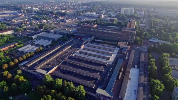 Viele Dächer Von Gebäuden Anlagen Und Lagerhallen Städtischen Industriegebiet — Stockvideo