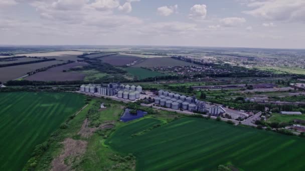 Vista Aerea Nuovo Ascensore Grano Campo Primo Piano Bellissimo Paesaggio — Video Stock