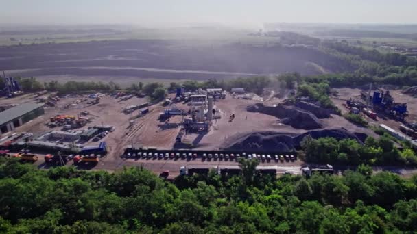 Stone Sorting Conveyor Belt Large Quarry Top Aerial View — Stock Video