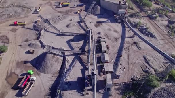 Excavator Loads Crushed Stone Truck Quarry Extraction Gravel Production Transportation — Video