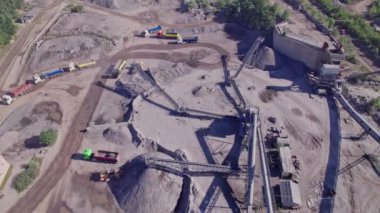 Aerial view of stone quarry, industrial extraction of stone for construction industry