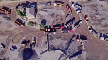 Aerial view of stone quarry, industrial extraction of stone for construction industry