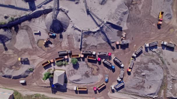 Stone Sorting Conveyor Belt Large Quarry Top Aerial View — Stock video