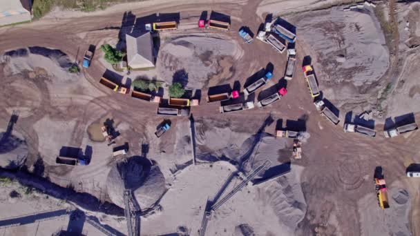 Excavator Loads Crushed Stone Truck Quarry Extraction Gravel Production Transportation — Video