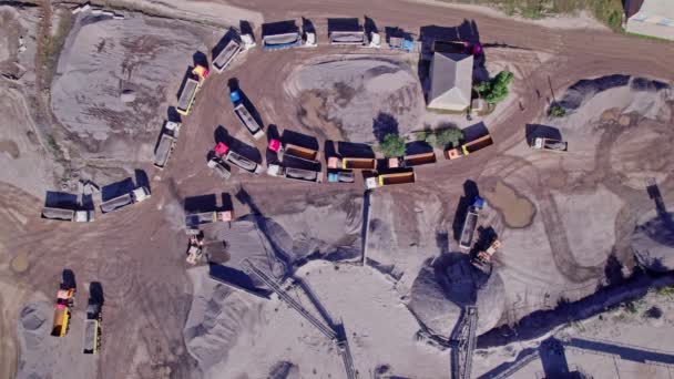 Stone Sorting Conveyor Belt Large Quarry Top Aerial View — Video