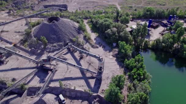 Aerial View Stone Quarry Industrial Extraction Stone Construction Industry — Video