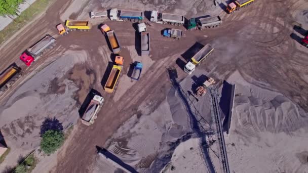 Aerial View Stone Crusher Plant Machine Work Process Conveyor Belt — Stok Video