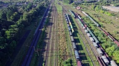 Freight Station with trains, cargo transportation