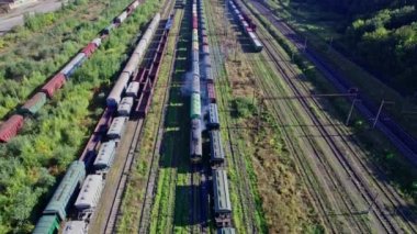 Freight Station with trains, cargo transportation