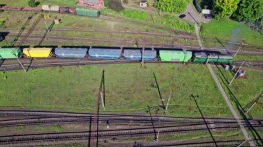 Freight Station with trains, cargo transportation
