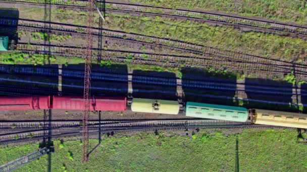 Wagons Goods Railroad Industrial Conceptual Scene Trains — Vídeo de Stock