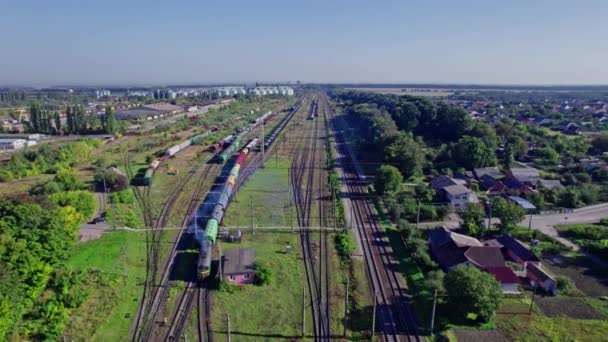 Container Comboio Carga Estação Indústria Transporte Ferroviário Carga — Vídeo de Stock