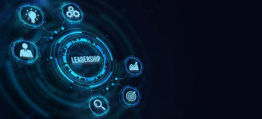 İnternet, iş, teknoloji ve ağ konsepti. Liderlik iş yönetimi