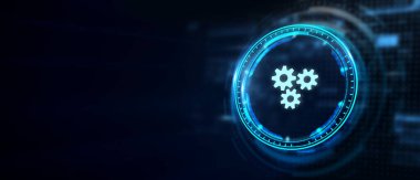 İş, Teknoloji, İnternet ve ağ konsepti. Otomasyon Yazılım Teknolojisi İşlem Sistemi. 3d illüstrasyon