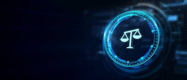 İş, Teknoloji, İnternet ve ağ konsepti. İşçi Hukuku Avukatı. 3B illüstrasyon