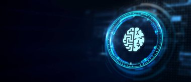 Yapay zeka (yapay zeka), makine öğrenme ve modern bilgisayar teknolojileri kavramları. İş, Teknoloji, İnternet ve ağ konsepti. 3B illüstrasyon