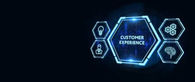 CUSTOMER Deneysel Yazı, Sosyal Ağ Konsepti. İş, Teknoloji, İnternet ve Ağ Konsepti 3D illüstrasyon