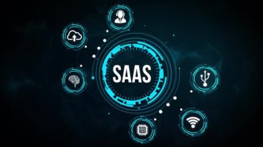 İnternet, iş, teknoloji ve ağ konsepti. Servis SaaS olarak yazılım. Yazılım kavramı.
