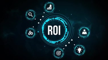 İnternet, iş, teknoloji ve ağ konsepti. ROI Yatırım finansal büyüme kavramına dönüş