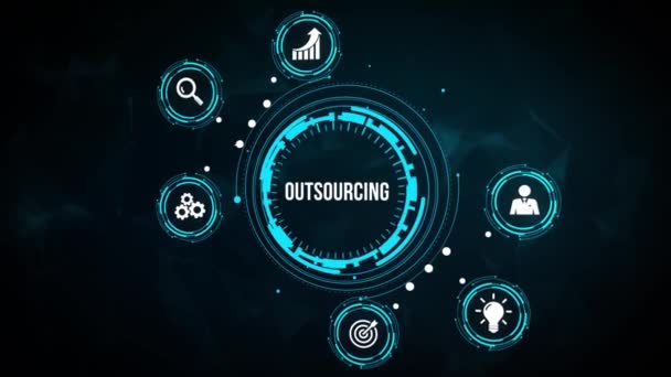 Internet Negocios Tecnología Concepto Red Outsourcing Recursos Humanos — Vídeo de stock