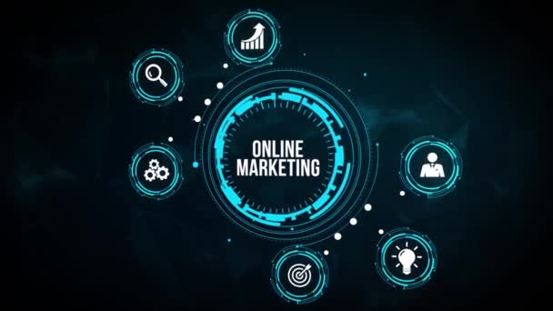 インターネット ビジネス テクノロジー ネットワークの概念 オンラインのためのデジタルマーケティング技術ソリューション — ストック動画