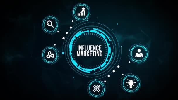 Internet Afaceri Tehnologie Conceptul Rețea Conceptul Marketing Influencer — Videoclip de stoc