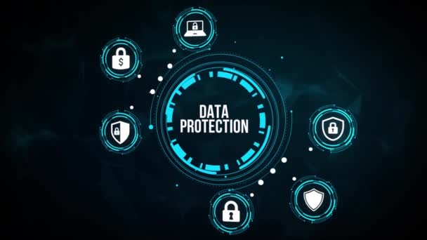 インターネット ビジネス テクノロジー ネットワークの概念 サイバーセキュリティデータ保護ビジネステクノロジープライバシーコンセプト — ストック動画