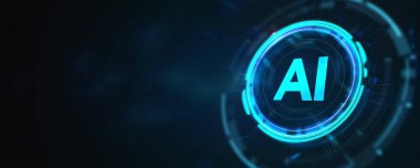 Yapay zeka (yapay zeka), makine öğrenme ve modern bilgisayar teknolojileri kavramları. İş, Teknoloji, İnternet ve ağ konsepti. 3B illüstrasyon