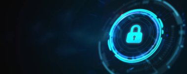 Siber güvenlik veri koruması iş teknolojisi gizlilik kavramı. 3d illüstrasyon