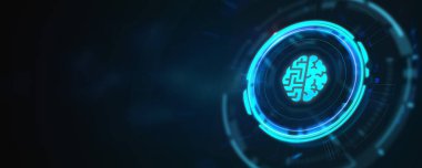 Yapay zeka (yapay zeka), makine öğrenme ve modern bilgisayar teknolojileri kavramları. İş, Teknoloji, İnternet ve ağ konsepti. 3B illüstrasyon