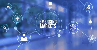 İnternet, iş, teknoloji ve ağ konsepti. Gelişmekte olan piyasalar. 3d illüstrasyon.