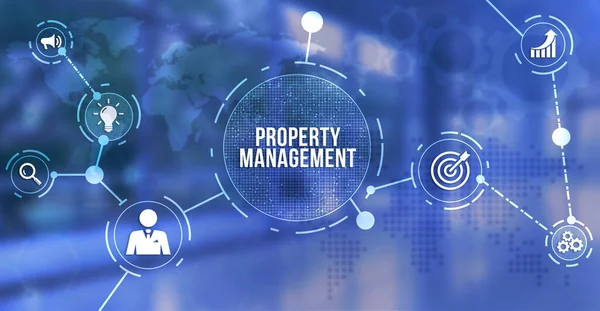 Internet Wirtschaft Technologie Und Netzwerkkonzept Immobilien Management Beschriftung Neues Geschäftskonzept — Stockfoto