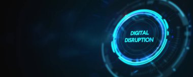 Dijital bozulma dönüşüm teknolojisi yenilik iş dünyası internet kavramı 3D illüstrasyon