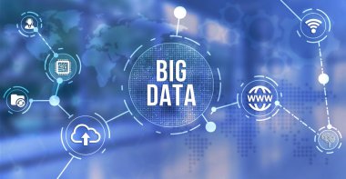 İnternet, iş, teknoloji ve ağ konsepti. Büyük Veri İnternet Bilgileri. 3d illüstrasyon.