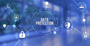 İnternet, iş, teknoloji ve ağ konsepti. Siber güvenlik veri koruması iş teknolojisi gizlilik kavramı. 3d illüstrasyon