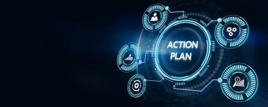 İş, Teknoloji, İnternet ve ağ konsepti. Belirli bir süre için önerilen strateji ya da eylem planı kavramını. 3d illüstrasyon