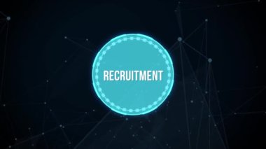 İnternet, iş dünyası, teknoloji ve ağ konsepti. İşe alım kariyeri çalışanlarıyla iş görüşmeleri, insan kaynakları konsepti. Sanal düğme.