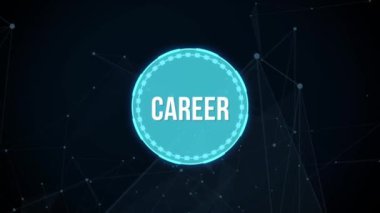 İnternet, iş, teknoloji ve ağ kavramı. Koç kariyer büyümesi için motive eder. Kişisel gelişim, kişisel ve kariyer gelişimi. Potansiyel kavramlar. Sanal düğme.