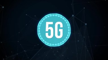 İnternet, iş, teknoloji ve ağ konsepti. 5G ağı konsepti, yüksek hızlı mobil internet, yeni nesil ağlar. Sanal düğme.