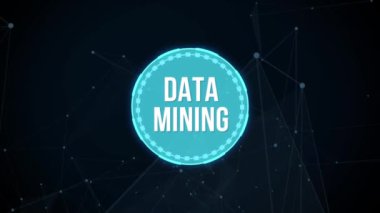 İnternet, iş, teknoloji ve ağ konsepti. Veri madenciliği kavramı. Sanal düğme.