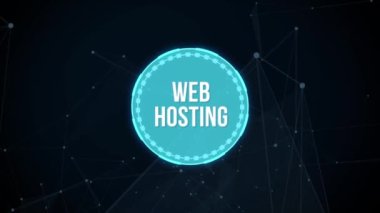 İnternet, iş, teknoloji ve ağ konsepti. Web sunucusu. Depolama alanı sağlama ve web sitelerine erişim faaliyetleri. Sanal düğme.