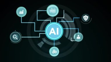 Yapay zeka (yapay zeka), makine öğrenme ve modern bilgisayar teknolojileri kavramları. İş, Teknoloji, İnternet ve ağ kavramı. 