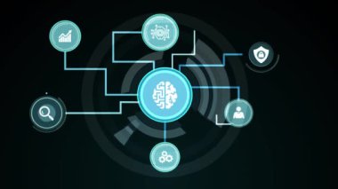 Yapay zeka (yapay zeka), makine öğrenme ve modern bilgisayar teknolojileri kavramları. İş, Teknoloji, İnternet ve ağ kavramı. 
