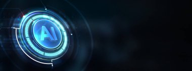 Yapay zeka ve yapay zeka kavramı. İş, modern teknoloji, internet ve ağ kurma kavramı. 3B illüstrasyon