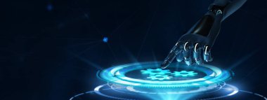 İş, Teknoloji, İnternet ve ağ konsepti. Otomasyon Yazılım Teknolojisi İşlem Sistemi. 3d illüstrasyon