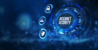 İnternet, iş, teknoloji ve ağ konsepti. Siber güvenlik veri koruması iş teknolojisi gizlilik kavramı. 3d illüstrasyon