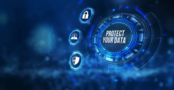 Internet Negocios Tecnología Concepto Red Seguridad Cibernética Protección Datos Tecnología —  Fotos de Stock