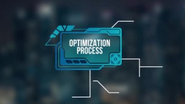 İnternet, iş, teknoloji ve ağ konsepti. Optimizasyon Yazılım Teknolojisi Süreç Sistemi İş Konsepti. Sanal düğme.
